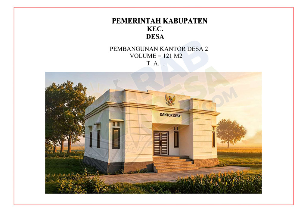 Paket Pembangunan Kantor Desa 2 lengkap beserta RAB, gambar AutoCAD, PDF, dan RKS siap digunakan