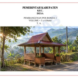 Paket Pembangunan Pos Ronda Kayu lengkap beserta RAB, gambar AutoCAD, PDF, dan Sketchup siap digunakan