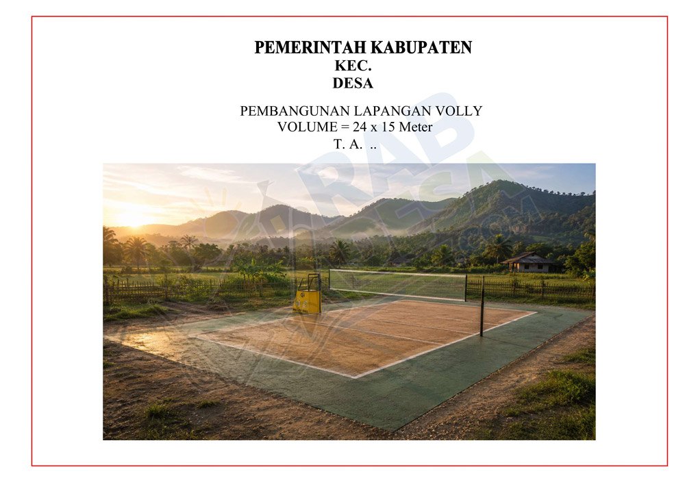 Desain lapangan voli lengkap dengan RAB pembangunan menggunakan dana desa