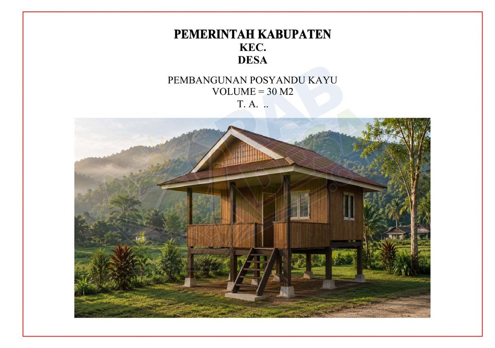 Gambar bangunan Posyandu desa dengan desain siap digunakan