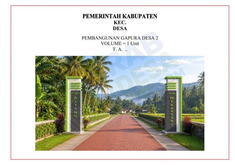 Gambar gapura desa dan RAB pembangunan desa