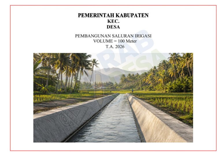 RAB dan gambar pembangunan saluran irigasi desa